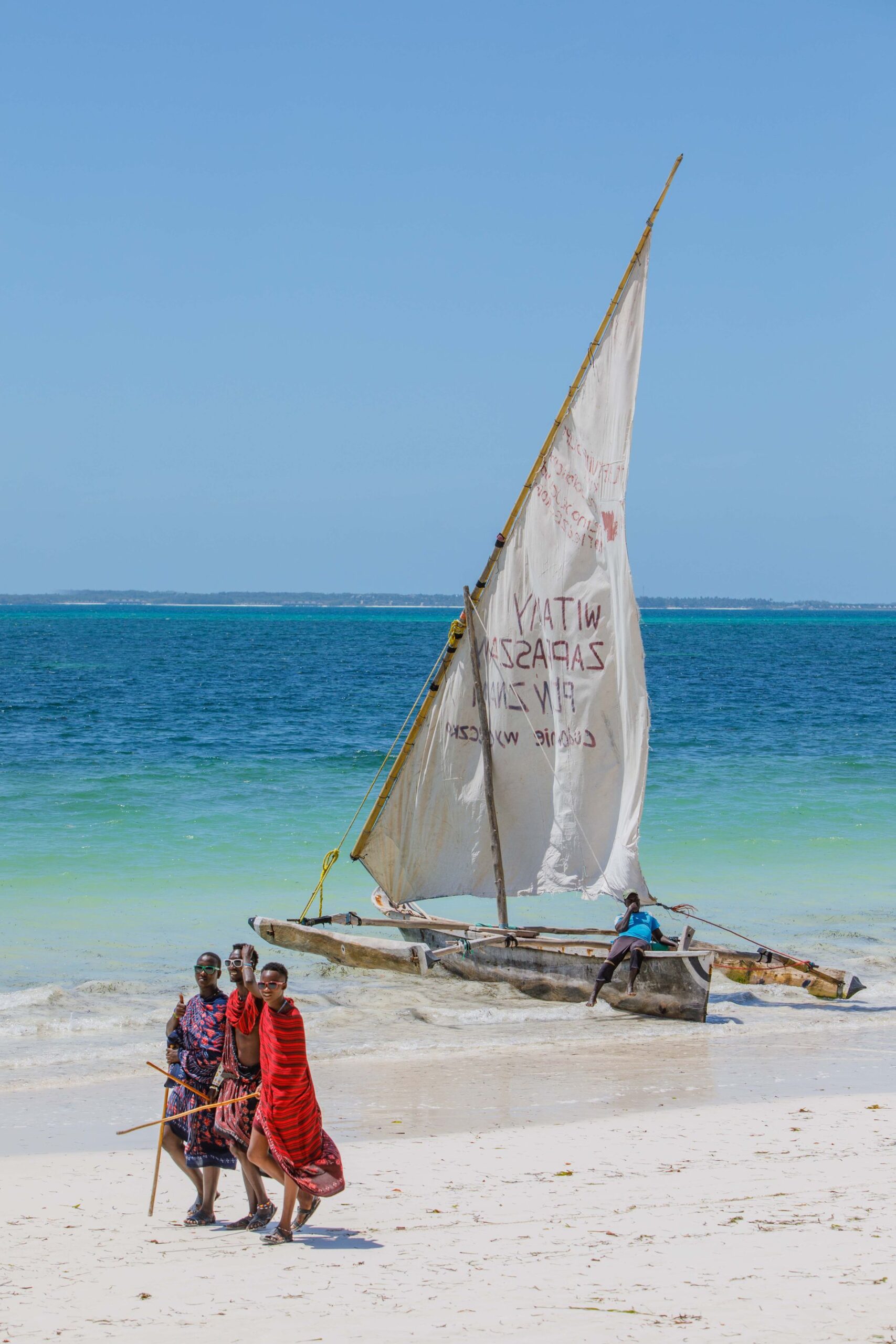 Dhow sail on a Zanzibar beach