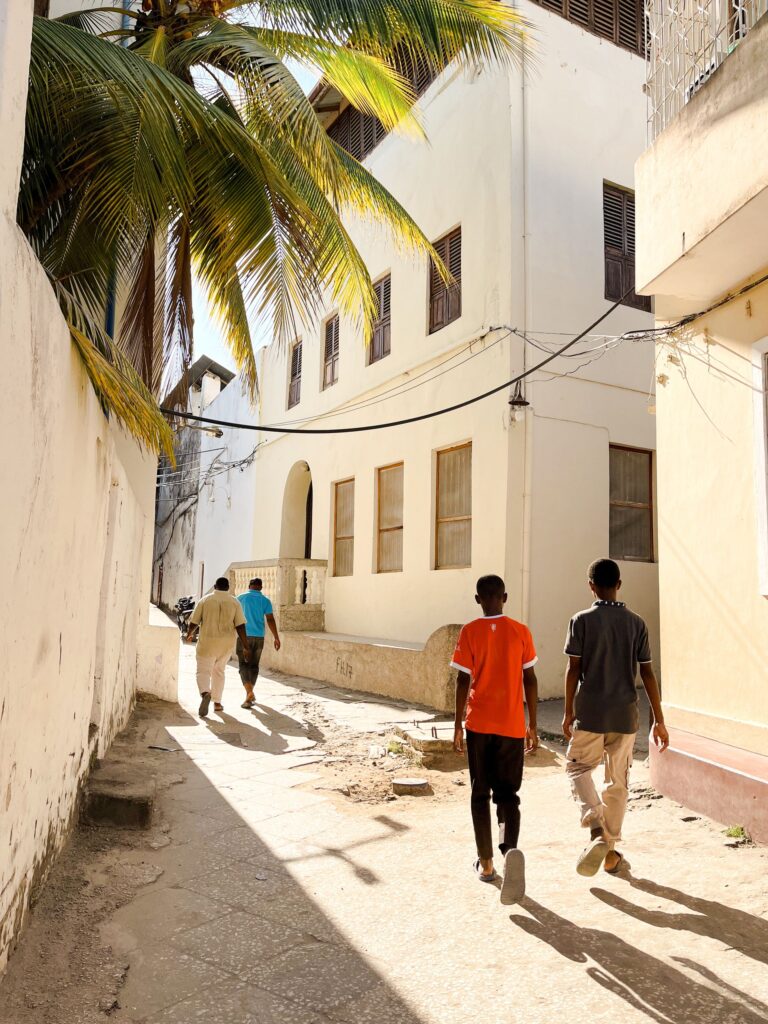 Sunlit street in Stone Town, Zanzibar